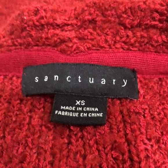 Anthropologie Sanctuary Sweater Size XS Cranberry Red Fuzzy Pullover - Picture 7 of 11
